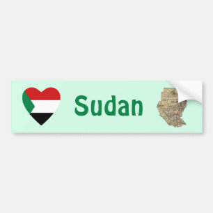 De Voiture Autocollant drapeau cœur + carte du Soudan