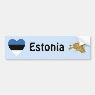 De Voiture Autocollant Estonia Drapeau Cœur + Carte