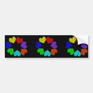 De Voiture Autocollant floral Arc-en-ciel Love Hearts