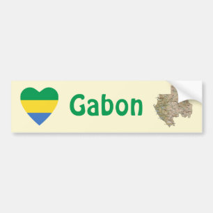 De Voiture Autocollant Gabon Drapeau Cœur + Carte