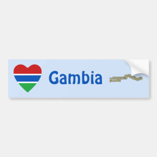 De Voiture Autocollant Gambia Drapeau Cœur + Carte