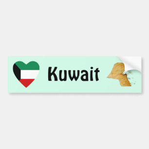 De Voiture Autocollant Kuwait Drapeau Cœur + Carte