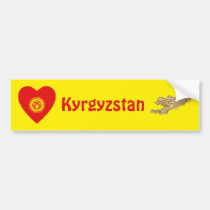 De Voiture Autocollant Kyrgyzstan Drapeau Cœur + Carte