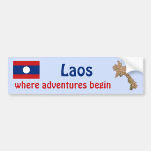 De Voiture Autocollant Laos Drapeau + Carte
