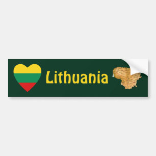 De Voiture Autocollant Lithuanie Drapeau Cœur + Carte