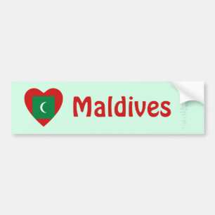 De Voiture Autocollant Maldives Drapeau Cœur + Carte