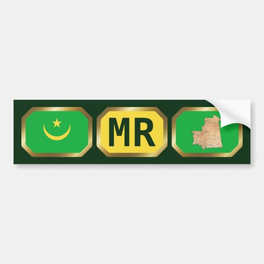 De Voiture Autocollant Mauritanie Drapeau Carte Code (Devant)