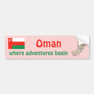 De Voiture Autocollant Oman Drapeau + Carte