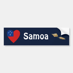 De Voiture Autocollant pare-chocs Samoa Drapeau Cœur + Carte