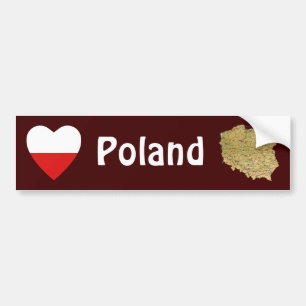 De Voiture Autocollant Pologne Drapeau Cœur + Carte