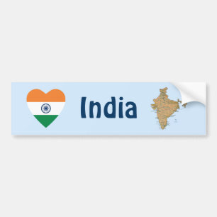 De Voiture Autocollant pour pare-chocs Drapeau indien Cœur + 