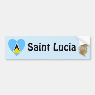De Voiture Autocollant Saint-Lucie Drapeau Cœur + Carte