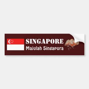 De Voiture Autocollant Singapour Drapeau + Carte