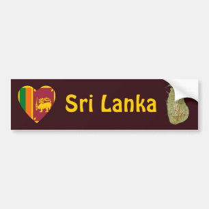 De Voiture Autocollant Sri Lanka Drapeau Cœur + Carte