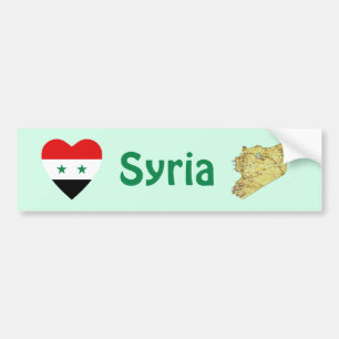 De Voiture Autocollant Syrie Drapeau Cœur + Carte