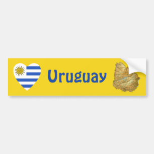 De Voiture Autocollant Uruguay Drapeau Cœur + Carte