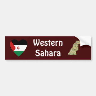 De Voiture Autocollant Western Sahara Drapeau Cœur + Carte