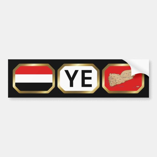 De Voiture Autocollant Yemen Drapeau Carte Code (Devant)