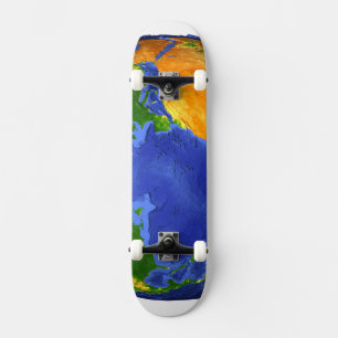 De volledige aarde toont topografische gegevens. skateboard