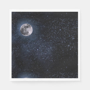 De volledige maan Night Sky Stars Buitenruimte Servet