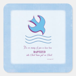 De volwassen Duif van het Doopsel op Blauw Vierkante Sticker