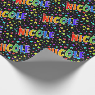 De voornaam "NICOLE" van de regenboog + Sterren Cadeaupapier
