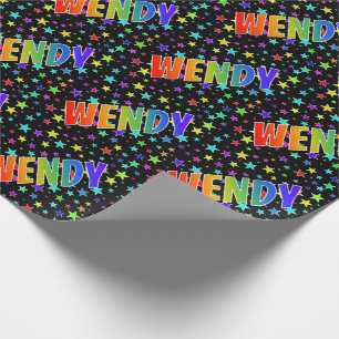De voornaam "WENDY" van de regenboog + Sterren Cadeaupapier