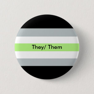 De Voornaamwoorden van Agender knopen zij dicht Ronde Button 5,7 Cm