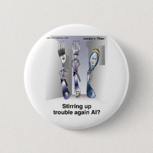 De vork politiefunctie Funny Cartoon cadeaus & ver Ronde Button 5,7 Cm