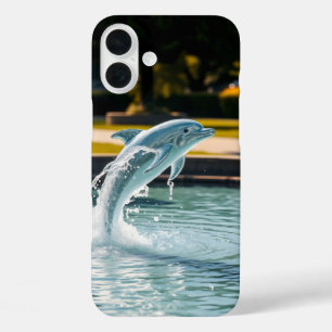 De vorm van een dolfijn die uit het water springt iPhone 16 plus hoesje