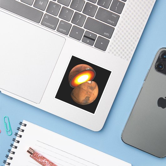 De vorming van rotsachtige lichamen in het zonnest sticker (Laptop met iPhone)