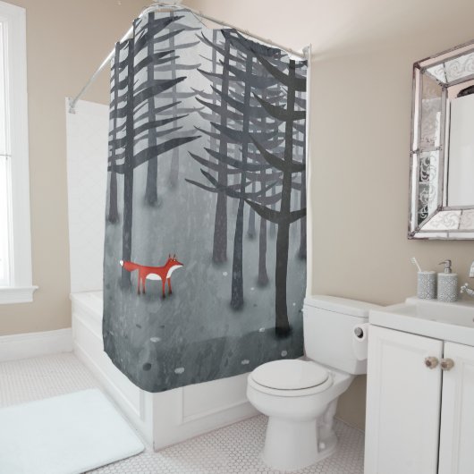 De vos en het bos douchegordijn (In situ)