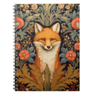De vos en rode bloemen art nouveau stijl notitieboek