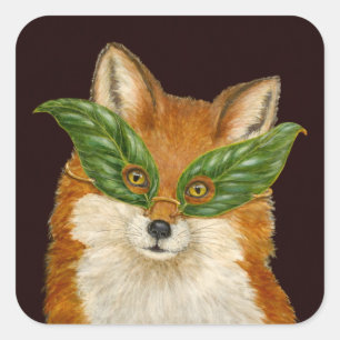 De vos-stickers lenigen vierkante sticker