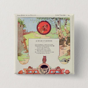 De vossen en de druiven vierkante button 5,1 cm