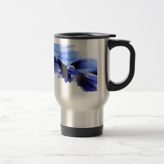 De Voyage Aigle en vol Bleu Couleur Mug (Droit)