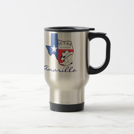 De Voyage Amarillo Texas State Map avec étoile, Bottes, Mug (Droit)