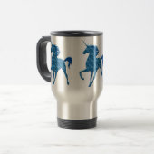 De Voyage Blue Fire Unicorn Travel Mug (Devant gauche)