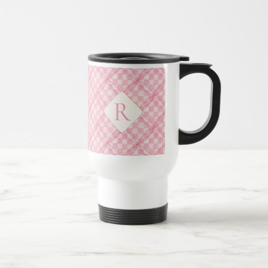 De Voyage CHECK ROSE QUILT Travel Mug + Initial (Droite)