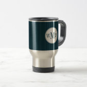 De Voyage Cobalt Pinstripe Monogramme Mug (Devant droit)