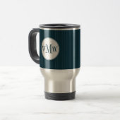 De Voyage Cobalt Pinstripe Monogramme Mug (Devant gauche)