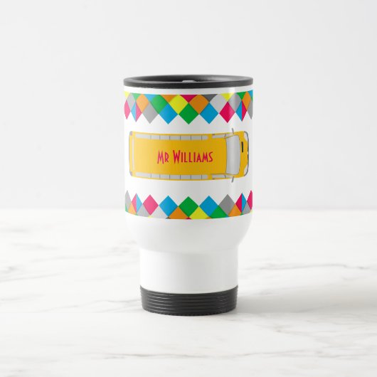 De Voyage Colorful Diamond Frame Bus Driver Travel Mug (Centre)