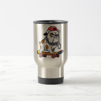 De Voyage Cool Angry Baby Bulldog Skateboard Travel Mug