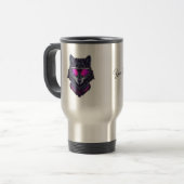 De Voyage Cyberpunk Wolf Neon Art Personalizable Name Mug - (Devant gauche)