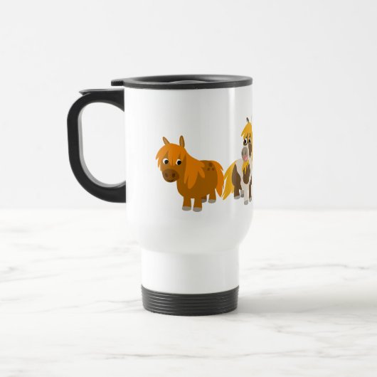 De Voyage Deux mignons poneys en caricature Commuter Mug (Gauche)