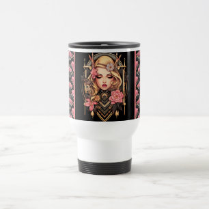 De Voyage Elegant Boho Girl Black and Pink Mug