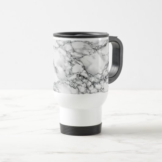 De Voyage Faux Marbre blanc Travel Mug (Devant droit)