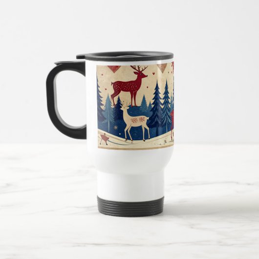 De Voyage Folk-Art Reindeer Pattern Mug (Gauche)