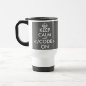 De Voyage Gardez votre calme et continuez à coder sur un mug (Gauche)