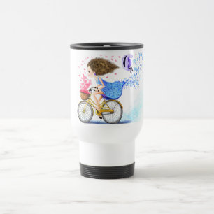 De Voyage Happy Girl On A Bike Travel Mug Romantic Love 